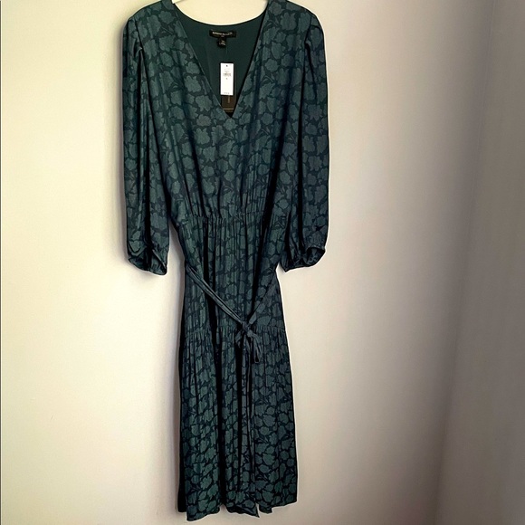New Banana Republic Factory Green Jaquard Patterned Midi Dress Size XL - Picture 2 of 8